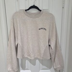 Women's Light Gray Cropped Sweatshirt